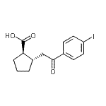 structure of CAS# 733740-72-2, (1R,2S)-2-[2-(4-Iodophenyl)-2-oxoethyl]cyclopentanecarboxylic acid;trans-2-[<wbr>2-(4-Iodo<wbr>phenyl)-2<wbr>-oxoethyl<wbr>]cyclopen<wbr>tane-1-ca<wbr>rboxylic <wbr>acid