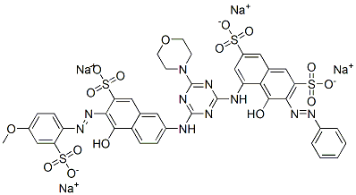 CAS#: 73398-52-4， Tetrasodium 4-Hydroxy-5-[[4-[[5-Hydroxy-6-[(4-Methoxy-2-Sulphonatophenyl)Azo]-7-Sulphonato-2-Naphthyl]Amino]-6-(Morpholino)-1,3,5-Triazin-2-Yl]Amino]-3-(Phenylazo)Naphthalene-2,7-Disulphonate