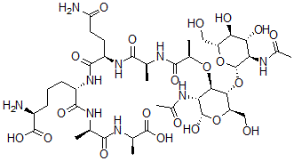 CAS#: 73715-37-4， (2S,6S)-6-[[(2R)-2-[[(2S)-2-[[(2R)-2-[(2S,3R,4R,5S,6R)-3-Acetamido-5-[(2S,3R,4R,5S,6R)-3-Acetamido-4,5-Dihydroxy-6-(Hydroxymethyl)Oxan-2-Yl]Oxy-2-Hydroxy-6-(Hydroxymethyl)Oxan-4-Yl]Oxypropanoyl]Amino]Propanoyl]Amino]-5-Amino-5-Oxopentanoyl]Amino]-2-Amino-7-[[(2R)-1-[[(2R)-1-Hydroxy-1-Oxopropan-2-Yl]Amino]-1-Oxopropan-2-Yl]Amino]-7-Oxoheptanoic Acid