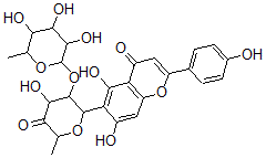 CAS#: 74158-04-6， 5,7-Dihydroxy-6-[4-Hydroxy-6-Methyl-5-Oxo-3-(3,4,5-Trihydroxy-6-Methyloxan-2-Yl)Oxyoxan-2-Yl]-2-(4-Hydroxyphenyl)Chromen-4-One