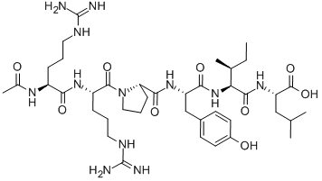 structure of CAS# 74853-69-3, Ac-Arg-Arg-Pro-Tyr-Ile-Leu-OH;(2S)-2-[[(2S,3S)-2-[[(2S)-2-[[(2S)-1-[(2S)-2-[[(2S)-2-Acetamido-5-Guanidino-Pentanoyl]Amino]-5-Guanidino-Pentanoyl]Pyrrolidine-2-Carbonyl]Amino]-3-(4-Hydroxyphenyl)Propanoyl]Amino]-3-Methyl-Pentanoyl]Amino]-4-Methyl-Pentanoic Acid;(2S)-2-[[(2S,3S)-2-[[(2S)-2-[[[(2S)-1-[(2S)-2-[[(2S)-2-Acetamido-5-Guanidino-1-Oxopentyl]Amino]-5-Guanidino-1-Oxopentyl]-2-Pyrrolidinyl]-Oxomethyl]Amino]-3-(4-Hydroxyphenyl)-1-Oxopropyl]Amino]-3-Methyl-1-Oxopentyl]Amino]-4-Methylpentanoic Acid;(2S)-2-[[(2S,3S)-2-[[(2S)-2-[[(2S)-1-[(2S)-2-[[(2S)-2-Acetamido-5-Guanidino-Pentanoyl]Amino]-5-Guanidino-Pentanoyl]Pyrrolidine-2-Carbonyl]Amino]-3-(4-Hydroxyphenyl)Propanoyl]Amino]-3-Methyl-Pentanoyl]Amino]-4-Methyl-Valeric Acid