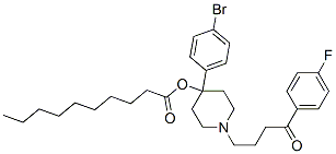 structure of CAS# 75067-66-2, 4-(4-Bromophenyl)-1-[4-(4-Fluorophenyl)-4-Oxobutyl]-4-Piperidinyl Decanoate;[4-(4-Bromophenyl)-1-[4-(4-Fluorophenyl)-4-Oxo-Butyl]-4-Piperidyl] Decanoate;Decanoic Acid [4-(4-Bromophenyl)-1-[4-(4-Fluorophenyl)-4-Oxobutyl]-4-Piperidinyl] Ester;Capric Acid [4-(4-Bromophenyl)-1-[4-(4-Fluorophenyl)-4-Keto-Butyl]-4-Piperidyl] Ester