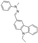 structure of CAS# 75232-44-9, 9-Ethyl-3-(N-Methyl-N-Phenylhydrazonomethyl)Carbazole;9-ETHYL-3-CARBAZOLECARBOXALDEHYDE-N-METHYL-N-PHENYLHYDRAZONE;9-Ethyl-9H-Carbazole-3-Carbaldehyde Methyl(Phenyl)Hydrazone;3-(2-Phenyl-2-Methylhydrazonomethyl)-9-Ethyl-9H-Carbazole