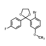 structure of CAS# 760192-89-0, 2-(2-Bromo-5-methoxyphenyl)-2-(4-fluorophenyl)-1,3-dioxolane;2-bromo-4'-fluoro-5-methoxybenzophenone ethylene ketal