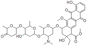 CAS#: 76264-92-1， Methyl 4-[4-Dimethylamino-5-[4-Hydroxy-6-Methyl-5-(6-Methyl-5-Oxooxan-2-Yl)Oxyoxan-2-Yl]Oxy-6-Methyloxan-2-Yl]Oxy-2-Ethyl-2,7-Dihydroxy-5-Methoxy-6,11-Dioxo-3,4-Dihydro-1H-Tetracene-1-Carboxylate