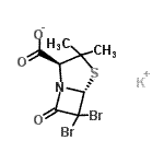 CAS#: 76350-50-0， Potassium (2S,5R)-6,6-dibromo-3,3-dimethyl-7-oxo-4-thia-1-azabicyclo[3.2.0]heptane-2-carboxylate