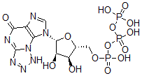 CAS 登录号：77044-71-4， [(2R,3S,4R,5R)-3,4-二羟基-5-(5-氧代-1H-四唑并[5,1-b]嘌呤-8-基)四氢呋喃-2-基]甲基(羟基-膦酰氧基磷酰)氢磷酸酯