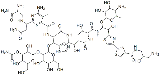 CAS#: 77368-71-9， [2-[2-[2-[[6-Amino-2-[3-Amino-1-[(2,3-Diamino-3-Oxopropyl)Amino]-3-Oxopropyl]-5-Methylpyrimidine-4-Carbonyl]Amino]-3-[[5-[[1-[[1-(5-Amino-3,4-Dihydroxy-6-Methyloxan-2-Yl)Oxy-2-[4-[4-[(3-Amino-2-Hydroxypropyl)Carbamoyl]-1,3-Thiazol-2-Yl]-1,3-Thiazol-2-Yl]-2-Hydroxyethyl]Amino]-3-Hydroxy-1-Oxobutan-2-Yl]Amino]-3-Hydroxy-5-Oxopentan-2-Yl]Amino]-1-(3H-Imidazol-4-Yl)-3-Oxopropoxy]-4,5-Dihydroxy-6-(Hydroxymethyl)Oxan-3-Yl]Oxy-3,5-Dihydroxy-6-(Hydroxymethyl)Oxan-4-Yl] Carbamate