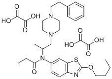 CAS#: 77563-16-7， 2-n-Butoxy-6-(N-(1-methyl-2-(4-phenethylpiperazino)ethyl)propionamido)benzothiazole dioxalate