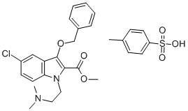 CAS#: 77965-44-7， 1-(beta-Dimethylaminoaethyl)-2-methoxycarbonyl-3-benzyloxy-5-chloro-indol-toluol-4-sulfonate