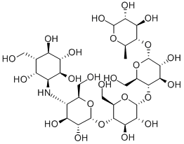 CAS#: 78025-06-6， 4-[5-[5-[3,4-Dihydroxy-6-Methyl-5-[[2,3,4,6-Tetrahydroxy-5-(Hydroxymethyl)Cyclohexyl]Amino]Oxan-2-Yl]Oxy-3,4-Dihydroxy-6-(Hydroxymethyl)Oxan-2-Yl]Oxy-3,4-Dihydroxy-6-(Hydroxymethyl)Oxan-2-Yl]Oxy-2,3,5,6-Tetrahydroxyhexanal