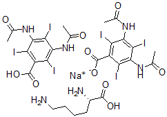 CAS#: 78371-64-9， L-Lysine compd. with 3,5-bis(acetylamino)-2,4,6-triiodobenzoic acid (1:1), mixture with 3,5-bis(acetylamino)-2,4,6-triiodobenzoic acid monosodium salt