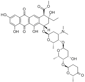 CAS#: 79127-36-9， Methyl 4-[4-Dimethylamino-5-[4-Hydroxy-6-Methyl-5-(6-Methyl-5-Oxooxan-2-Yl)Oxyoxan-2-Yl]Oxy-6-Methyloxan-2-Yl]Oxy-2-Ethyl-2,5,7,9-Tetrahydroxy-6,11-Dioxo-3,4-Dihydro-1H-Tetracene-1-Carboxylate