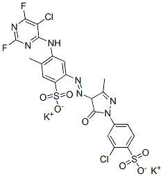 CAS#: 79135-94-7， Dipotassium 4-[(5-Chloro-2,6-Difluoropyrimidin-4-Yl)Amino]-2-[[1-(3-Chloro-4-Sulfonatophenyl)-3-Methyl-5-Oxo-4H-Pyrazol-4-Yl]Diazenyl]-5-Methylbenzenesulfonate