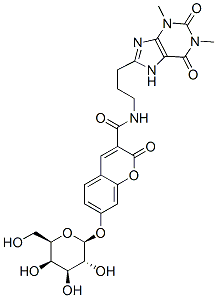 CAS#: 79181-90-1， N-[3-(1,3-Dimethyl-2,6-Dioxo-7H-Purin-8-Yl)Propyl]-2-Oxo-7-[(2S,3R,4S,5R,6R)-3,4,5-Trihydroxy-6-(Hydroxymethyl)Oxan-2-Yl]Oxychromene-3-Carboxamide