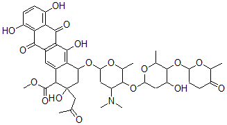 CAS#: 79234-80-3， Methyl 4-[4-Dimethylamino-5-[4-Hydroxy-6-Methyl-5-(6-Methyl-5-Oxooxan-2-Yl)Oxyoxan-2-Yl]Oxy-6-Methyloxan-2-Yl]Oxy-2,5,7,10-Tetrahydroxy-6,11-Dioxo-2-(2-Oxopropyl)-3,4-Dihydro-1H-Tetracene-1-Carboxylate