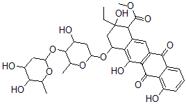 CAS#: 79638-26-9， Methyl 4-[5-(4,5-Dihydroxy-6-Methyloxan-2-Yl)Oxy-4-Hydroxy-6-Methyloxan-2-Yl]Oxy-2-Ethyl-2,5,7-Trihydroxy-6,11-Dioxo-3,4-Dihydro-1H-Tetracene-1-Carboxylate