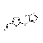 structure of CAS# 797807-53-5, 5-(1H-1,2,4-Triazol-5-ylsulfanyl)-2-furaldehyde;5-((1H-1,2,4-triazol-3-yl)thio)furan-2-carbaldehyde;5-(1 H -[1,2,4]Triazol-3-ylsulfanyl)-furan-2-carba;5-(1 H -[1,2,4]Triazol-3-ylsulfanyl)-furan-2-carbaldehyde