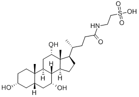 structure of CAS# 81-24-3, Taurocholic Acid;2-[[(4R)-1-Oxo-4-[(3R,5S,7R,8R,9S,10S,12S,13R,14S,17R)-3,7,12-Trihydroxy-10,13-Dimethyl-2,3,4,5,6,7,8,9,11,12,14,15,16,17-Tetradecahydro-1H-Cyclopenta[A]Phenanthren-17-Yl]Pentyl]Amino]Ethanesulfonic Acid;2-[(3.Alpha.,7.Alpha.,12.Alpha.-Trihydroxy-24-Oxo-5.Beta.-Cholan-24-Yl)Amino]Ethanesulfonic Acid;3.Alpha.,7.Alpha.,12.Alpha.-Trihydroxy-5.Beta.-Cholanic Acid 24-Taurine