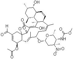 CAS#: 81319-48-4， (1S,3S,4S,4aS,6aS,7E,10S,11E,12aR,13S,16aS,20aS,20bR)-13-(acetyloxy)-1,2,3,4,4a,6a,9,10,12a,13,16,20,20a,20b-tetradecahydro-4,21-dihydroxy-1,3,7,11,20a-pentamethyl-18,20-dioxo-10-[[2,3,4,6-tetradeoxy-4-[(methoxycarbonyl)amino]-3-C-methyl-3-nitro-beta-D-xylo-hexopyranosyl]oxy]-18H-16a,19-metheno-16aH-benzo[b]naphth[2,1-j]oxacyclotetradecin-15-carboxaldehyde