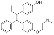 structure of CAS# 82413-23-8, 4-Hydroxy Tamoxifen;4-[(1Z)-1-[[4-[2-(Dimethylamino)Ethoxy]Phenyl]Phenylmethylene]Propyl]Phenol;4'-Hydroxy Tamoxifen (Contains Up To 10% E Isomer)