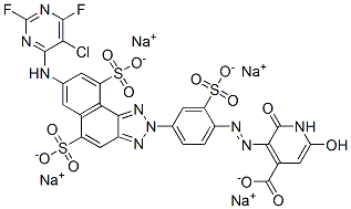 CAS#: 83400-20-8， 3-[[4-[7-[(5-Chloro-2,6-Difluoro-4-Pyrimidinyl)Amino]-5,9-Disulpho-2H-Naphtho[1,2-D]Triazol-2-Yl]-2-Sulphophenyl]Azo]-1,2-Dihydro-6-Hydroxy-2-Oxoisonicotinic Acid, Sodium Salt