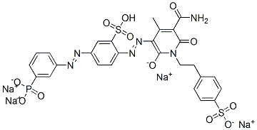 CAS#: 83984-89-8， Tetrasodium 2-[[5-(Aminocarbonyl)-1,6-Dihydro-4-Methyl-2-Oxido-6-Oxo-1-[2-(4-Sulphonatophenyl)Ethyl]-3-Pyridyl]Azo]-5-[(3-Phosphonatophenyl)Azo]Benzenesulphonate