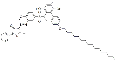 CAS#: 84304-19-8， 4-[2-[5-[[1-[4'-(Hexadecyloxy)-3,6-Dihydroxy-5-Methyl[1,1'-Biphenyl]-2-Yl]Ethyl]Sulfonyl]-2-Methoxyphenyl]Diazenyl]-2,4-Dihydro-5-Methyl-2-Phenyl-3H-Pyrazol-3-One