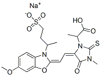 CAS#: 84434-25-3， Sodium alpha-Methyl 5-[[6-Methoxy-3-(4-Sulphonato-2-Butyl)Benzoxazol-2(3H)-Ylidene]Ethylidene]-3-Methyl-4-Oxo-2-Thioxoimidazolidin-1-Ylacetate