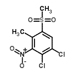 structure of CAS# 849035-79-6, 1,2-Dichloro-4-methyl-5-(methylsulfonyl)-3-nitrobenzene;1,2-Dichloro-4-methyl-5-(methylsulfonyl)-3-nitro;1,2-Dichloro-4-methyl-5-(methylsulphonyl)-3-nitrobenzene;1,2-Dichl<wbr>oro-4-met<wbr>hyl-5-(me<wbr>thylsulph<wbr>onyl)-3-n<wbr>itrobenze<wbr>ne, 3,4-D<wbr>ichloro-6<wbr>-(methyls<wbr>ulphonyl)<wbr>-2-nitrot<wbr>oluene