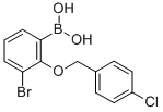 structure of CAS# 849052-23-9, B-[3-Bromo-2-[(4-chlorophenyl)methoxy]phenyl]-Boronic acid