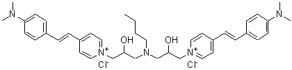 CAS#: 85030-33-7， 1,1'-[(Butylimino)bis(2-hydroxy-3,1-propanediyl)]bis(4-{(E)-2-[4-(dimethylamino)phenyl]vinyl}pyridinium) dichloride