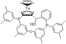 structure of CAS# 851308-45-7, (S)-(-)-[(S)-2-Di(3,5-Xylyl)Phosphinoferrocenyl][2-Di(3,5-Xylyl)Phosphinophenyl]Methanol;(S)-(-)-[(S)-2-Di(3,5-Xylyl)Phosphinoferrocenyl][2-Di(3,5-Xylyl)Phosphinophenyl]Methanol, Min. 97%;(S)-(-)-[(S)-2-Di(3,5-Xylyl)Phosphinoferrocenyl][2-Di(3,5-Xylyl)Phosphinophenyl]Methanol, Min. 97%;(S)-(-)-[(S)-2-Di(3,5-Xylyl)Phosphinoferrocenyl][2-Di(3,5-Xylyl)Phosphinophenyl]Methanol,Min.97%
