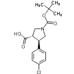 结构式 CAS# 851485-00-2, (3S,4R)-4-(4-氯苯基)-1-{[(2-甲基-2-丙基)氧基]羰基}-3-吡咯烷羧酸