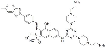 CAS#: 85305-17-5， 7-[[4,6-Bis[4-(2-Aminoethyl)-1-Piperazinyl]-1,3,5-Triazin-2-Yl]Amino]-4-Hydroxy-3-[[4-(6-Methylbenzothiazol-2-Yl)Phenyl]Azo]Naphthalene-2-Sulphonic Acid Hydrochloride