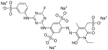 CAS#: 85536-80-7， Tetrasodium 2-[[1-Ethyl-1,6-Dihydro-2-Hydroxy-4-Methyl-6-Oxo-5-(Sulphonatomethyl)-3-Pyridyl]Azo]-5-[[4-Fluoro-6-[(3-Sulphonatophenyl)Amino]-1,3,5-Triazin-2-Yl]Amino]Benzene-1,4-Disulphonate