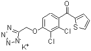 CAS#: 85567-48-2， [2,3-dichloro-4-(1H-tetrazol-5-ylmethoxy)phenyl]-2-thienyl-Methanone potassium salt (1:1)
