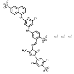 CAS#: 85750-16-9， Trisodium 5-({4-chloro-6-[(3-{[1-(2,5-dichloro-4-sulfonatophenyl)-3-methyl-5-oxo-4,5-dihydro-1H-pyrazol-4-yl]diazenyl}-4-sulfonatophenyl)amino]-1,3,5-triazin-2-yl}amino)-2-naphthalenesulfonate