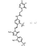 CAS#: 85959-07-5， Disodium 5-{[3-(4,5-dichloro-6-oxo-1(6H)-pyridazinyl)propanoyl]amino}-2-{[3-methyl-1-(2-methyl-4-sulfonatophenyl)-5-oxo-4,5-dihydro-1H-pyrazol-4-yl]diazenyl}benzenesulfonate