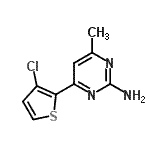 structure of CAS# 863305-81-1, 4-(3-Chloro-2-thienyl)-6-methyl-2-pyrimidinamine;4-(3-Chloro-2-thienyl)-6-methyl-2-pyrimidinamine;4-(3-chlorothiophen-2-yl)-6-methylpyrimidin-2-amine;6-(3-chloro(2-thienyl))-4-methylpyrimidine-2-ylamine