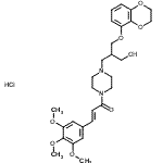 CAS#: 86580-11-2， (2E)-1-{4-[3-(2,3-Dihydro-1,4-benzodioxin-5-yloxy)-2-(hydroxymethyl)propyl]-1-piperazinyl}-3-(3,4,5-trimethoxyphenyl)-2-propen-1-one hydrochloride (1:1)