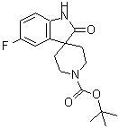 structure of CAS# 866028-06-0, 5-Fluoro-1,2-Dihydro-2-Oxo-Spiro[3H-Indole-3,4'-Piperidine]-1'-carboxylic Acid 1,1-Dimethylethyl Ester;5-FLUORO-1,2-DIHYDRO-2-OXO-SPIRO[3H-INDOLE-3,4'-PIPERIDINE]-1'-CARBOXYLIC ACID 1,1-DIMETHYLETHYL ESTER;1'-Boc-5-Fluoro-1,2-Dihydro-2-Oxo-Spiro[3H-Indole-3,4'-Piperidine]