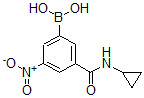 structure of CAS# 871332-86-4, B-[3-[(Cyclopropylamino)Carbonyl]-5-Nitrophenyl]-Boronic Acid;3-(CYCLOPROPYLAMINOCARBONYL)-5-NITROPHENYLBORONIC ACID;3-Cyclopropylcarbamoyl-5-Nitrobenzeneboronic Acid, 98%;3-(CYCLOPROPYLCARBAMOYL)-5-NITROPHENYLBORONIC ACID