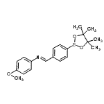 structure of CAS# 871366-38-0, N-(4-methoxyphenyl)-1-[4-(4,4,5,5-tetramethyl-1,3,2-dioxaborolan-2-yl)phenyl]methanimine;4-(4-Meth<wbr>oxyphenyl<wbr>)iminomet<wbr>hyl pheny<wbr>l boronic<wbr> acid pin<wbr>acol ester;4-[(4-Met<wbr>hoxypheny<wbr>limino)me<wbr>thyl]phen<wbr>ylboronic<wbr> acid pin<wbr>acol ester;MFCD10567027