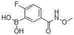 structure of CAS# 874289-58-4, B-[2-Fluoro-5-[(Methoxyamino)Carbonyl]Phenyl]-Boronic Acid;2-Fluoro-5-(Methoxycarbamoyl)Benzeneboronic Acid 98%;2-Fluoro-5-(Methoxycarbamoyl)Benzeneboronicacid98%;2-FLUORO-5-(METHOXYCARBAMOYL)BENZENEBORONIC ACID