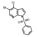 structure of CAS# 876343-81-6, 5-Bromo-4-chloro-1-(phenylsulfonyl)-1H-pyrrolo[2,3-b]pyridine;1H-Pyrrol<wbr>o[2,3-b]p<wbr>yridine, <wbr>5-bromo-4<wbr>-chloro-1<wbr>-(phenyls<wbr>ulfonyl)-;1H-Pyrrol<wbr>o[2,3-b]p<wbr>yridine,5<wbr>-bromo-4-<wbr>chloro-1-<wbr>(phenylsu<wbr>lfonyl)-