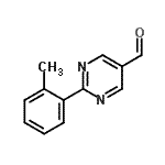 structure of CAS# 876710-73-5, 2-(2-Methylphenyl)-5-pyrimidinecarbaldehyde;MFCD07643179;BAS 08767559;ZINC04503365