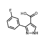 structure of CAS# 879996-69-7, 3-(3-Fluorophenyl)-1H-pyrazole-4-carboxylic acid;3-(3-fluorophenyl)pyrazole-4-carboxylic acid;3-(3-Fluorophenyl)-pyrazole-4-carboxylic acid;MFCD08443853