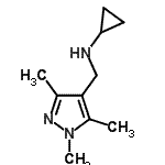 structure of CAS# 880361-70-6, N-[(1,3,5-Trimethyl-1H-pyrazol-4-yl)methyl]cyclopropanamine;Cyclopropyl-(1,3,5-trimethyl-1H-pyrazol-4-ylmethyl)-amine;N-((1,3,5-trimethyl-1H-pyrazol-4-yl)methyl)cyclopropanamine;BAS 10155589