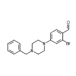 structure of CAS# 883512-11-6, 4-(4-Benzyl-1-piperazinyl)-2-bromobenzaldehyde;4-(4-Benzyl-1-piperazino)-2-bromo-benzaldehyde;4-(4-benzylpiperazin-1-yl)-2-bromobenzaldehyde;MFCD06656552